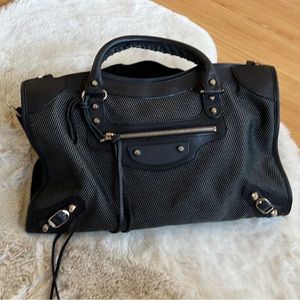 Balenciaga Classic City Medium Bag in Black Canvas and Leather